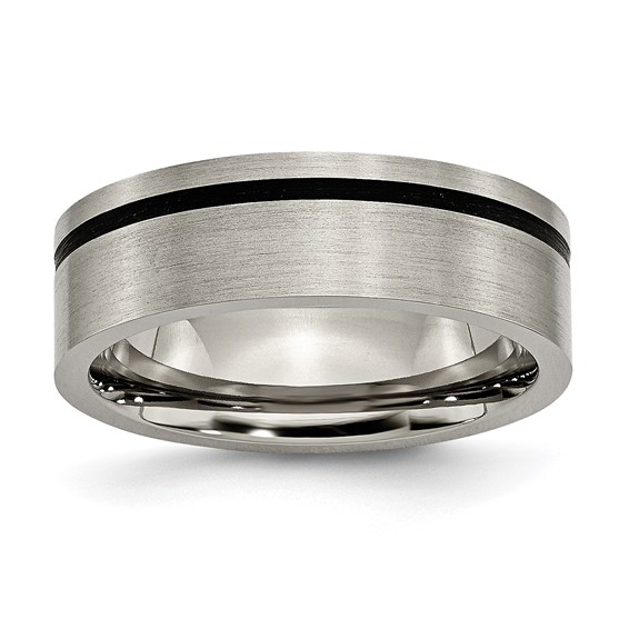 Titanium 7mm Wedding Band with Black Rubber Accent