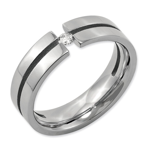 1/10 CT Diamond Titanium 6mm Band - Size 6