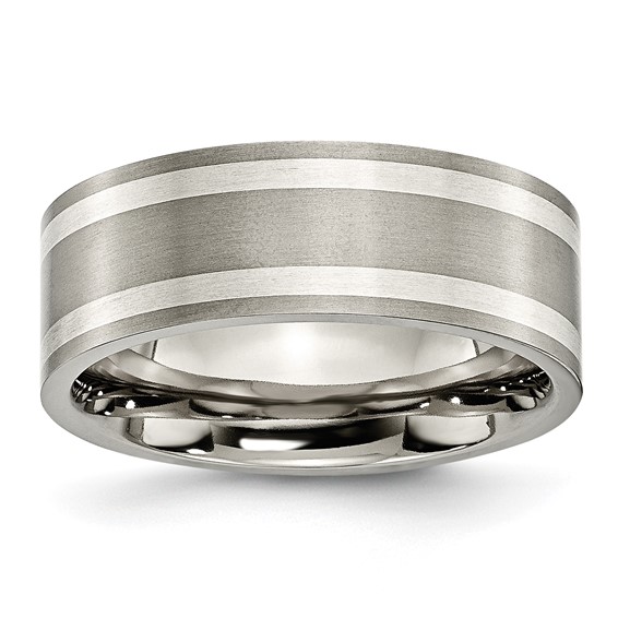 Titanium Sterling Silver Inlay 8mm Band