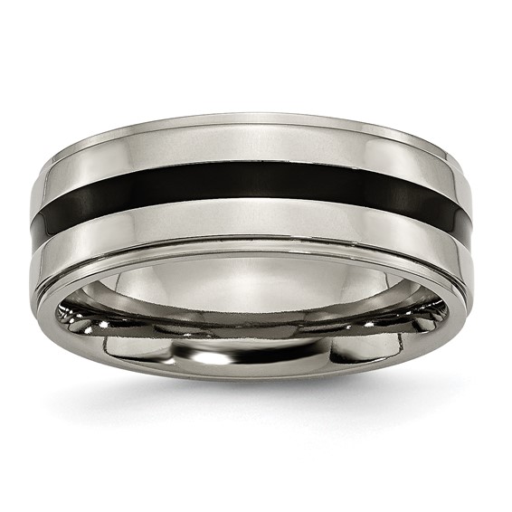 8mm Titanium Enameled Band with Ridged Edges