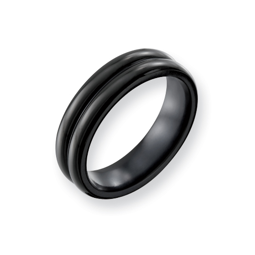 Black Titanium 6mm Double Domed Ring