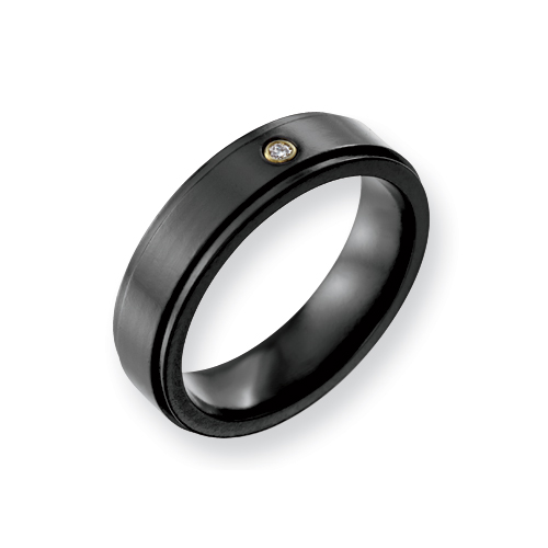 Black Titanium 6mm Ring with Diamond Accent