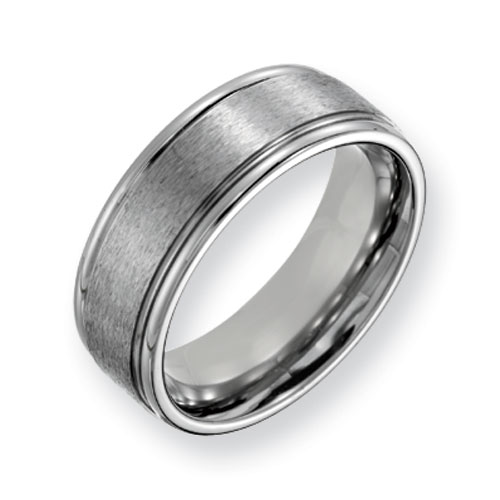 Titanium 8mm Grooved Edge Satin Wedding Band