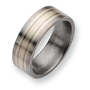 Titanium Sterling Silver Inlay 8mm Band