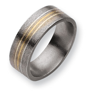 Titanium 925 Sterling Silver Inlay Polished Band Ring – 8mm Width, Size 11.5 For Women & Men - View #12