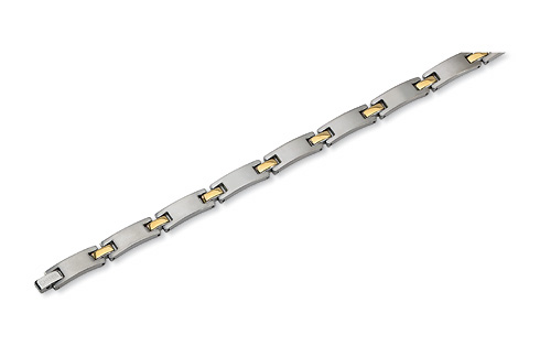 Titanium 24k Gold Plated Bracelet Brushed and Polished Finish 8.5in