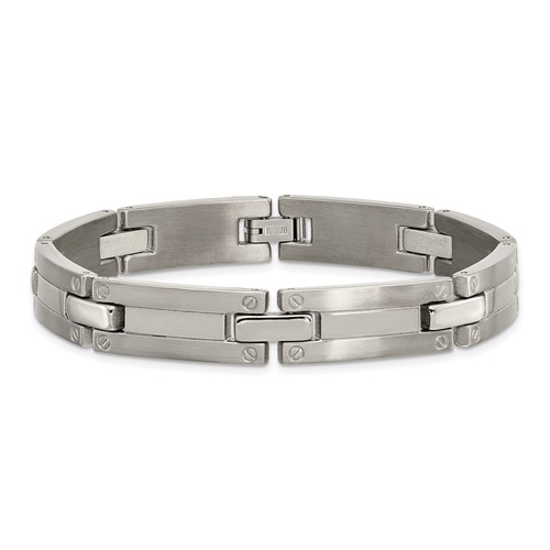 Titanium 8.5in Brushed & Polished Bracelet with Screw Accents