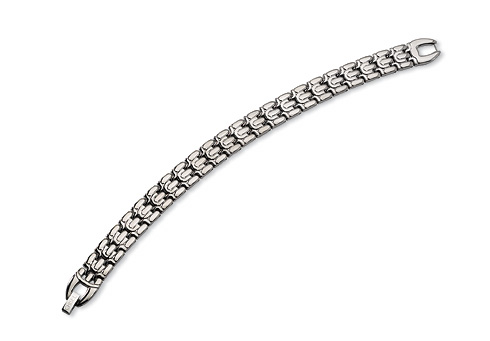 Titanium Polished Bracelet with Braided Links 8.75in
