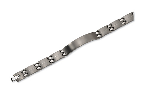 Brushed Titanium Engravable ID Bracelet 9in
