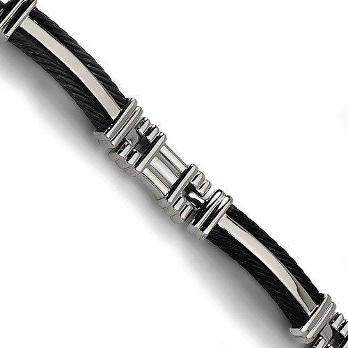 Titanium 8.5in Black Plated Cable Link Bracelet