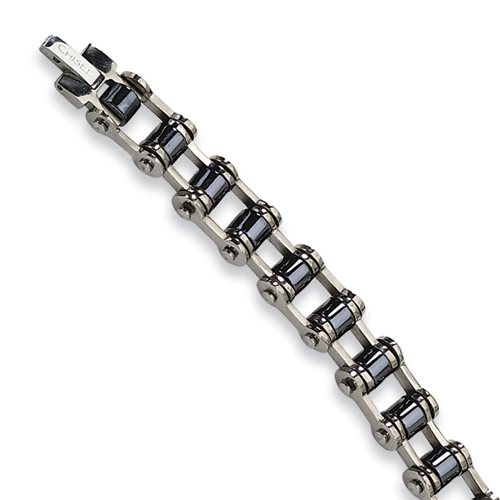 Stainless Steel Black Plated Magnetic Links Bracelet 8.5in TBB134-8.5