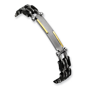 Titanium 14k Inlay Black Rubber Bracelet 8.5in