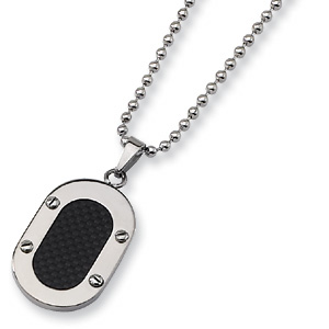 Titanium Carbon Fiber Oval Necklace 22in
