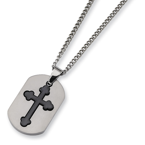 Titanium Black Plated Moveable Cross Necklace