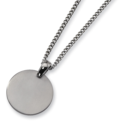 Titanium Brushed Round Pendant on 22in Steel Chain