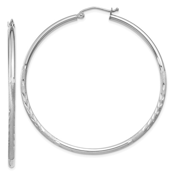 14kt White Gold 2in Lightweight Classic Hoop Earrings 2mm