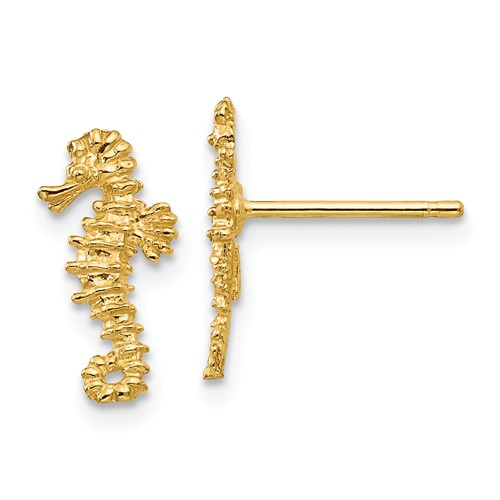 14k Yellow Gold Miniature Seahorse Earrings