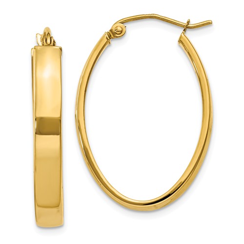 14kt Yellow Gold 1 1/4in Oval Hoop Earrings 4mm