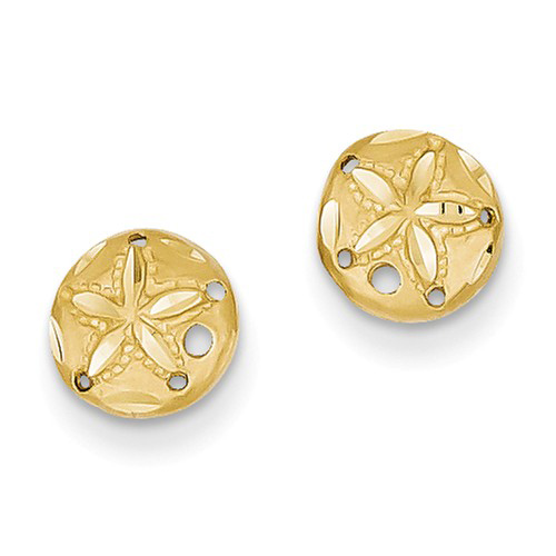 14kt Yellow Gold Mini Sand Dollar Earrings