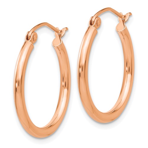 14kt Rose Gold 3/4in Classic Hoop Earrings 2mm TE530 | Joy Jewelers