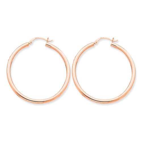 14kt Rose Gold 1 1/2in Round Hoop Earrings 2.5mm