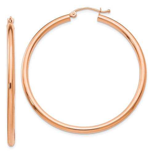 14kt Rose Gold 2in Round Hoop Earrings 2.5mm
