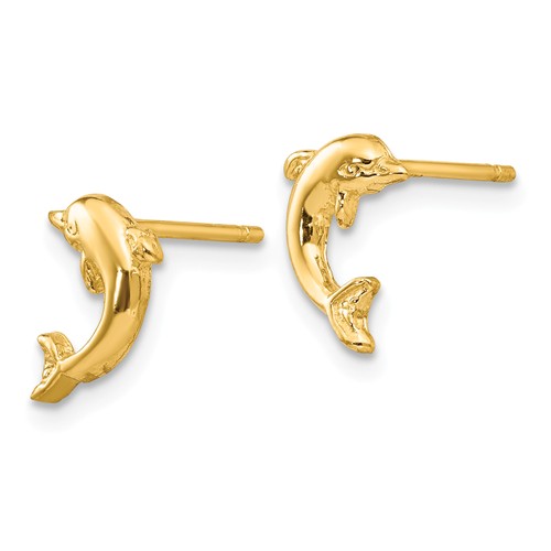 14k Yellow Gold Tiny Dolphin Earrings