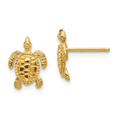 14k Yellow Gold Small Sea Turtle Earrings