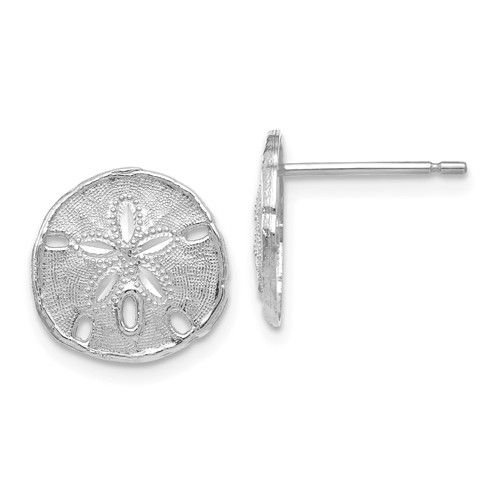 14k White Gold Small Sand Dollar Post Earrings