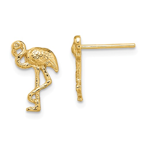14k Yellow Gold Flamingo Post Earrings