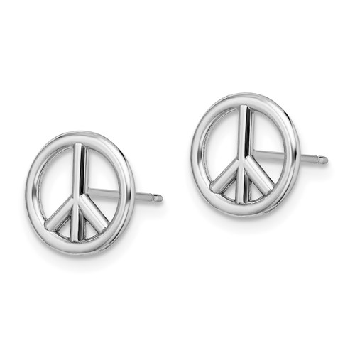 14k White Gold Polished Peace Sign Earrings