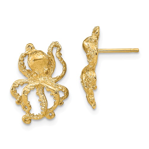 14k Yellow Gold Octopus Pendant / Charm – Surano Design, Made In USA (No Stone)