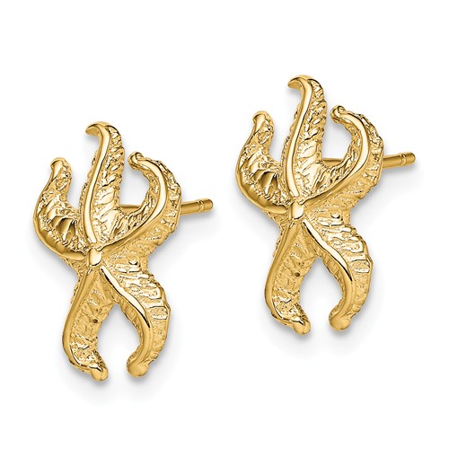 14k Yellow Gold Slender Starfish Earrings