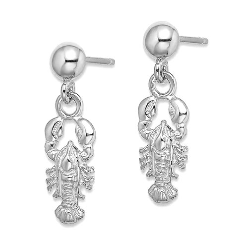 14k White Gold Tiny Lobster Dangle Earrings