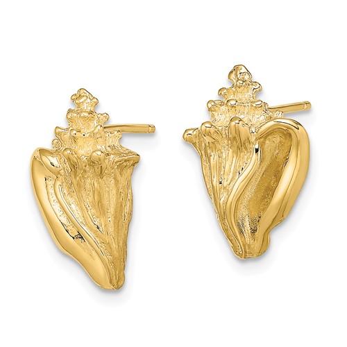 14k Yellow Gold Conch Shell Post Earrings