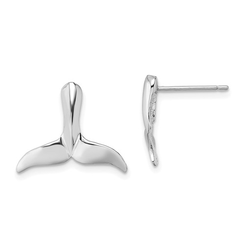 14k White Gold Whale Tail Earrings
