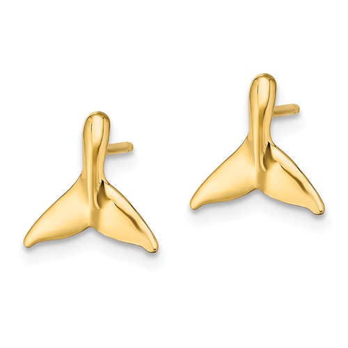 14k Yellow Gold Tiny Whale Tail Earrings
