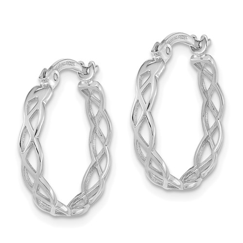 14k White Gold Intertwined Filigree Hoop Earrings