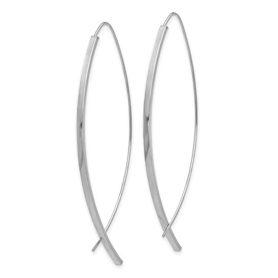 14k White Gold Square Tube Wire Threader Earrings 2.25in