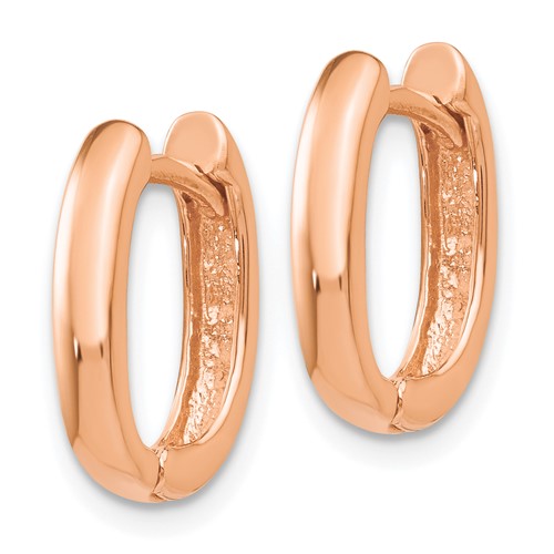 14kt Rose Gold 1/2in Oval Hinged Hoop Earrings 3mm