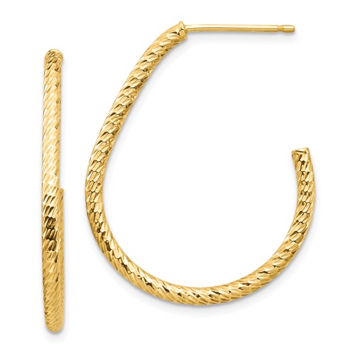 14k Yellow Gold Polished Dangle Hook Earrings 1 1/4in