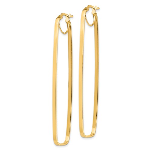 14k Yellow Gold Rectangle Hoop Earrings 2 1/2in