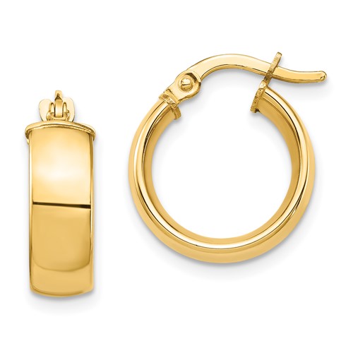 14k Yellow Gold 1/2in Polished Huggie Hoop Earrings 5mm