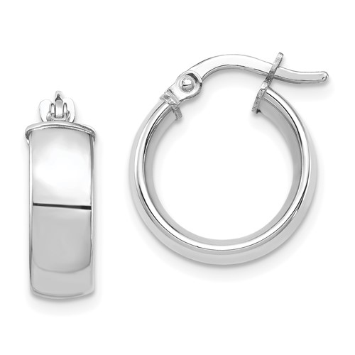 14k White Gold 1/2in Polished Huggie Hoop Earrings 5mm