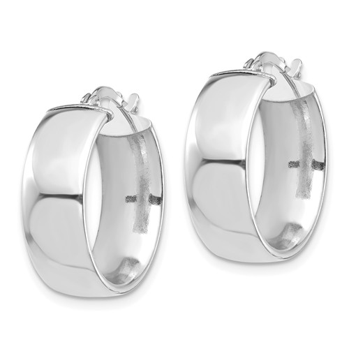 14k White Gold 3/4in Round Hoop Earrings 7mm