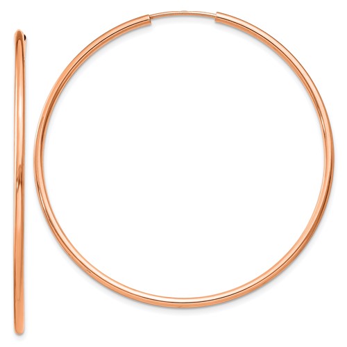 14k Rose Gold 1.75in Endless Hoop Earrings 1.5mm