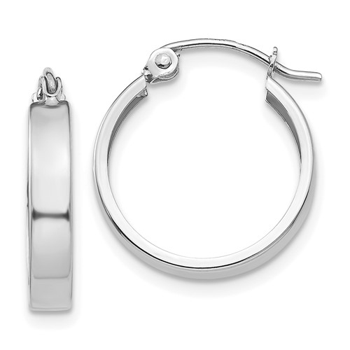 14k White Gold 5/8in Classic Round Hoop Earrings 3mm