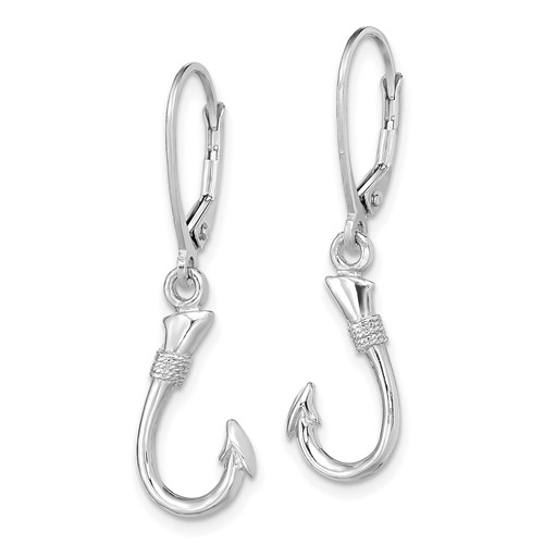 14k White Gold Fish Hook Leverback Earrings