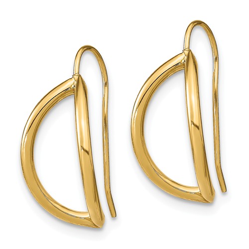 14k Yellow Gold Half Circle Wire French Wire Earrings 5/8in