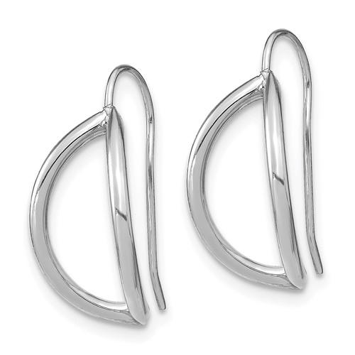 14k White Gold Half Circle Wire French Wire Earrings 5/8in